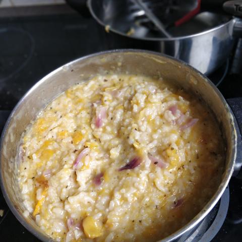 Butternut squash and prawn risotto